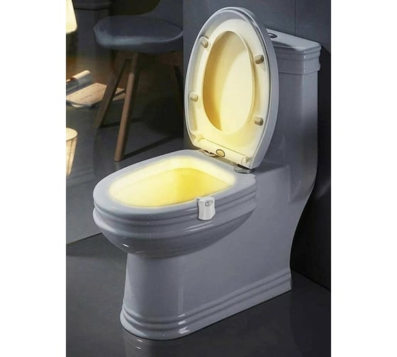 Led-подсветка для унитаза URM с датчиком движения на ааа-батарейках, 8 цветов, пластик, белая D01277