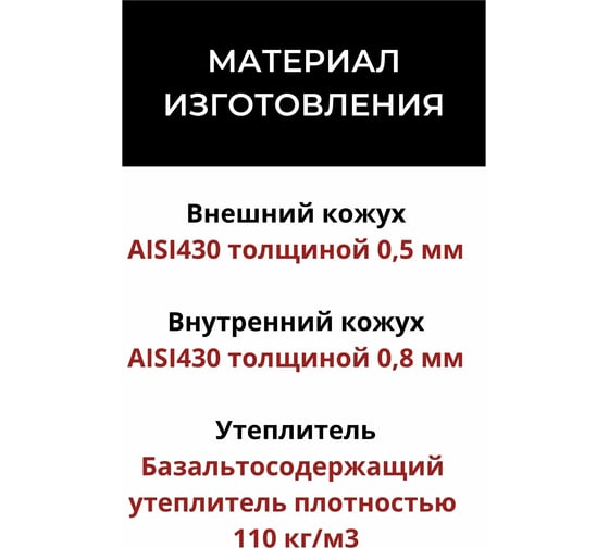 Комплект для сборки дымохода через стену Прок 115/200 мм aisi430/0.8 мм - aisi430/0.5 мм ПР004