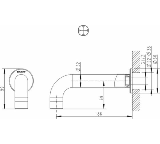 Излив Bravat длина 186 FS101C-RUS 00244718