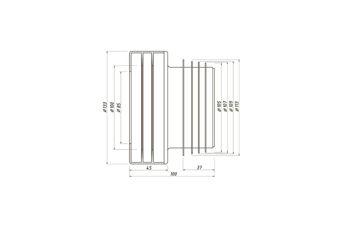 Сантехническая манжета для унитаза Профитт канализационная, прямая ...