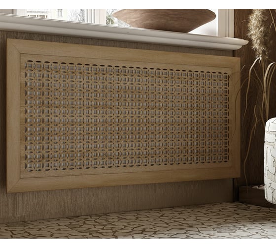 Декоративный экран для радиаторов и батарей Cosca Decor Модерн 600x900 мм, дуб сонома, сусанна, с рамкой СПБ072548