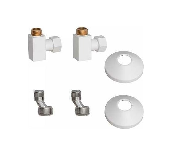 Комплект подключения для полотенцесушителя Point 3/4"х1/2" г/ш, квадрат, белый PN00012W 1
