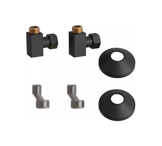 Комплект подключения для полотенцесушителя Point 3/4"х1/2" г/ш, квадрат, черный PN00012B 1