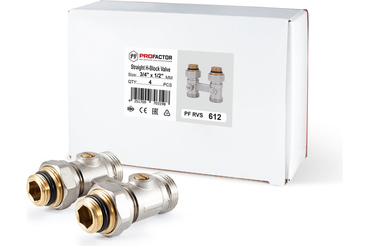 Узел нижнего подключения радиатора PROFACTOR прямой шаровой 1/2х3/4 ЕК ...