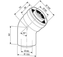 Угловое колено DN60/100 (45 град; 2 шт.) Bosch 7736995071