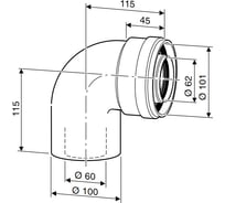 Угловое колено DN60/100 (90 град) Bosch 7736995079