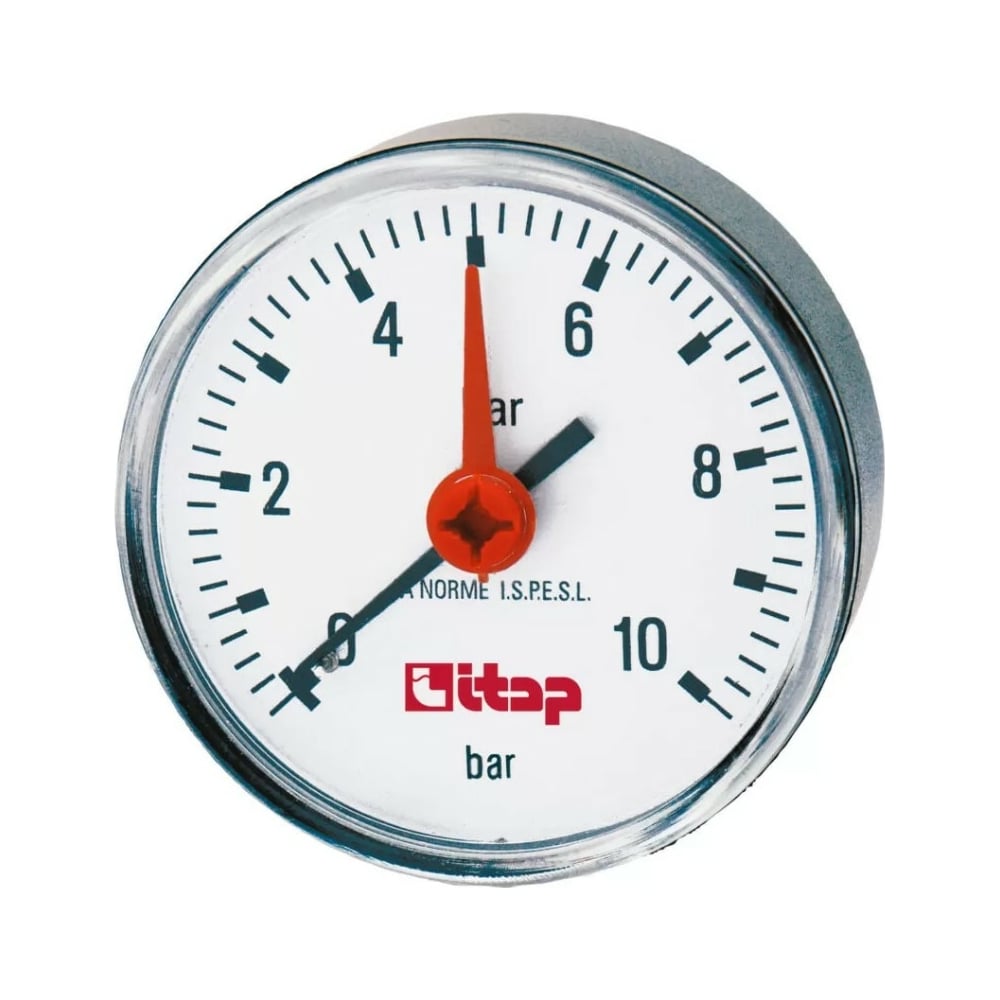 Манометр ITAP 63 мм, осевое подключение, 0-10 бар, 1/4 с указателем ...