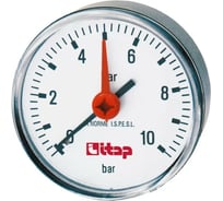 Манометр ITAP 63 мм, осевое подключение, 0-10 бар, 1/4 с указателем предела (4/88) 483(1/4")