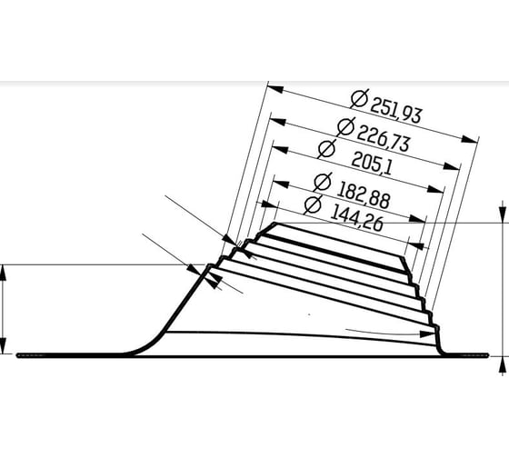 Кровельная угловая проходка Borge №2 (d=200-320, 525x525mm, RAL 3005 красный), силикон 01.215.05.05.01.000.3005