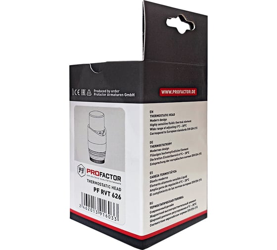 Термостатическая головка PROFACTOR PF CHROME М30x1.5, для клапанов, с преднастройкой PF RVT 626