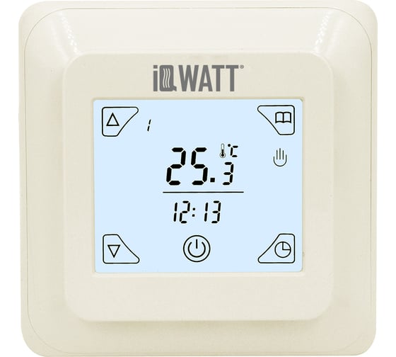 Терморегулятор для теплого пола IQWATT IQ THERMOSTAT TS программируемый, с ЖК-дисплеем и сенсорными кнопками, слоновая кость 403