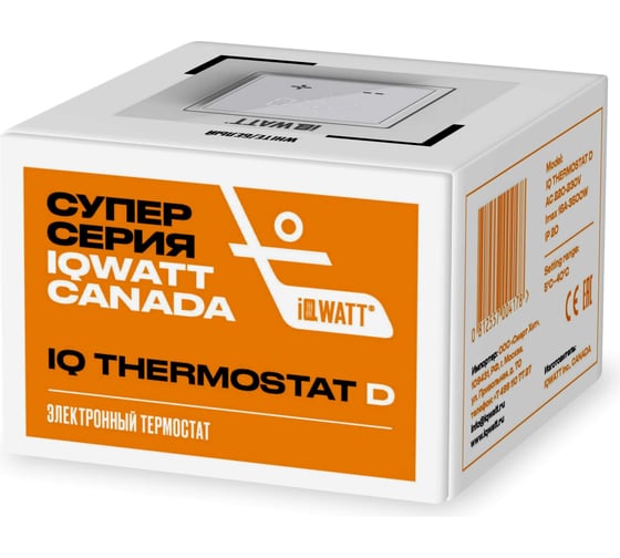 Терморегулятор для теплого пола IQWATT IQ THERMOSTAT D с сенсорными кнопками, не программируемый, белый 416