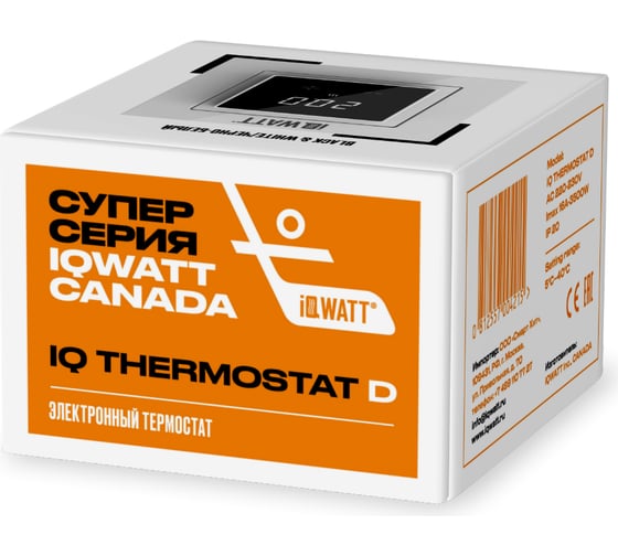 Терморегулятор для теплого пола IQWATT IQ THERMOSTAT D с сенсорными кнопками, не программируемый, белый/черный 418