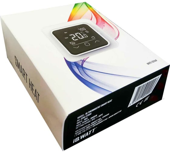 Терморегулятор для теплого пола IQWATT IQ THERMOSTAT SMART HEAT Wi-Fi программируемый, с возможностью управления через мобильное приложение, белый 410