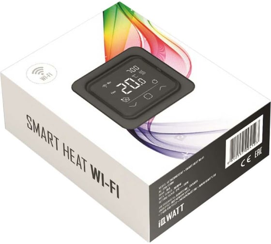 Терморегулятор для теплого пола IQWATT IQ THERMOSTAT SMART HEAT Wi-Fi программируемый, с возможностью управления через мобильное приложение, черный 411