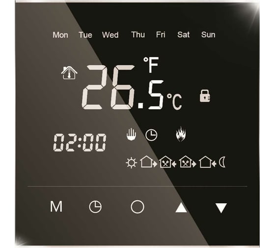 Терморегулятор для теплого пола IQWATT IQ THERMOSTAT BLACK DIAMOND программируемый, с зеркальным сенсорным дисплеем 407