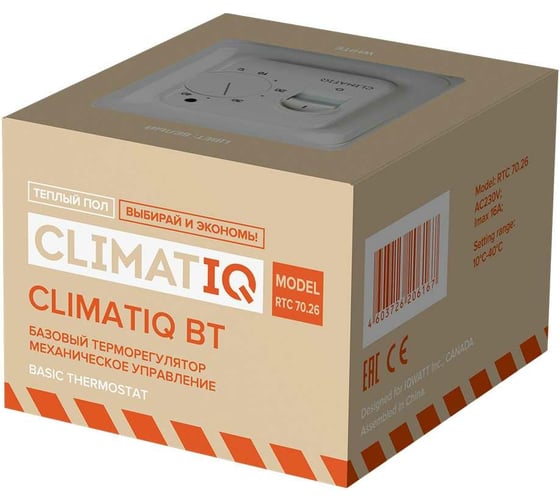 Терморегулятор для теплого пола IQWATT CLIMATIQ BT с ручным управлением, слоновая кость 20617