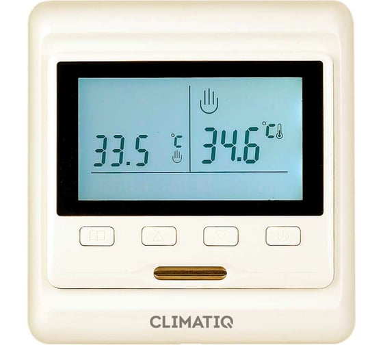 Терморегулятор для теплого пола IQWATT CLIMATIQ PT с ЖК-дисплеем и функциями программирования, слоновая кость 20666