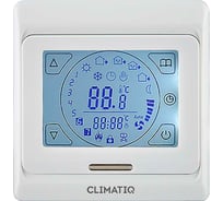 Терморегулятор для теплого пола IQWATT CLIMATIQ ST с ЖК-дисплеем, сенсорными кнопками и функциями программирования, белый 20667