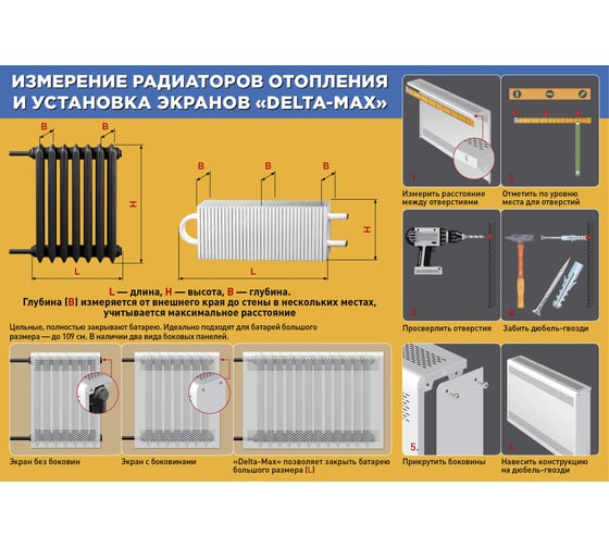 Экран для радиатора Лидер Delta-Max 61x119x16 Белый 6111916DM
