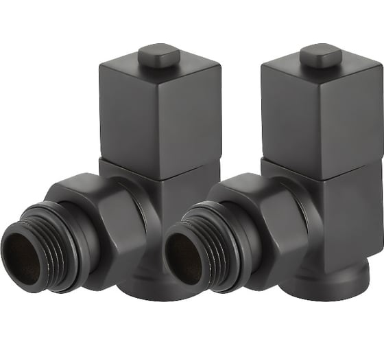 Набор дизайн-вентилей ROYAL THERMO CUBE угловой, черный, 1/2" НС-1422578