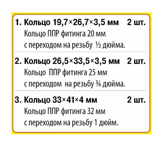 Набор Сантехкреп Сантехник №11 (кольца для полипропиленовых "американок" 20-32 мм) 2.7.11.