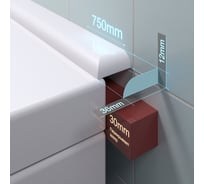 Акриловый плинтус бордюр для ванной BNV ПШ36 75 сантиметров, правая сторона 4603320007825