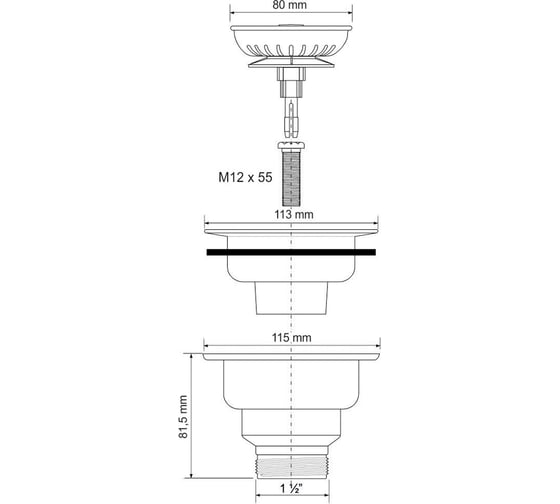 Выпуск для сифона McAlpine ф40-113мм тип кнопка MRSKW7CL