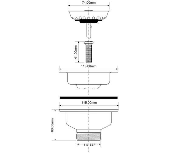 Выпуск для сифона McAlpine ф40-113мм цвет-.ярко белый h=70мм MRSKW7-WH