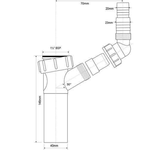 Носик для сифона McAlpine ф40(длин.7см) TEE3