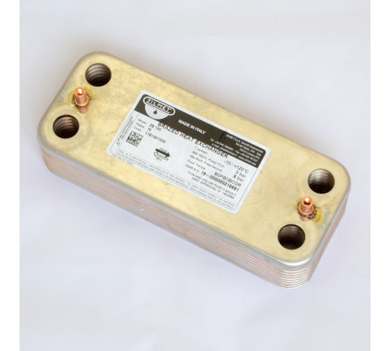 Паяный теплообменник Zilmet ZВ190 - 16Р, соединение o-ring (154мм), р-ры: 190x77 мм, рабочее давление А-В- 8 бар, С-D- 3 бара 17B1901606