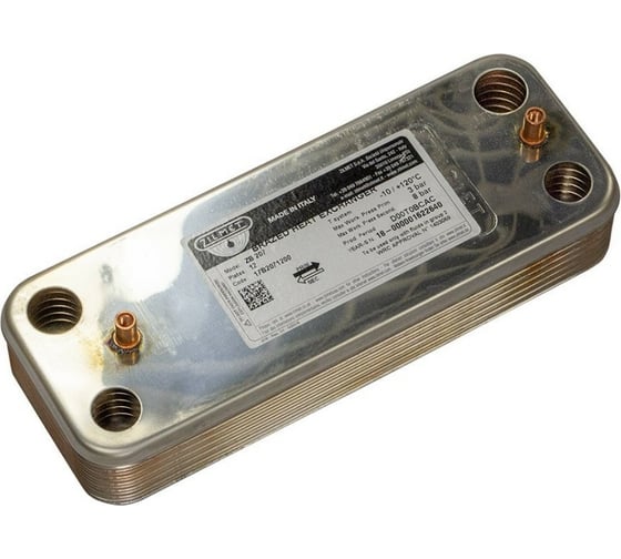 Паяный теплообменник Zilmet ZB207 - 12Р, соединение o-ring (156.5мм), р-ры: 207x77 мм, рабочее давление А-В 8 бар, С-D 3 бара t = -10 +120 C 17B2071200 1
