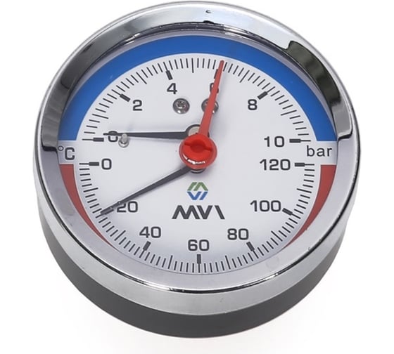 Аксиальный термоманометр MVI до 10 бар, 0C-120C, D80 мм, подключение G1/2 ATM.80.12010.04 1