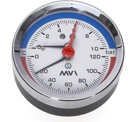 Аксиальный термоманометр MVI до 6 бар, 0C-120C, D80 мм, подключение G1/2 ATM.80.12006.04