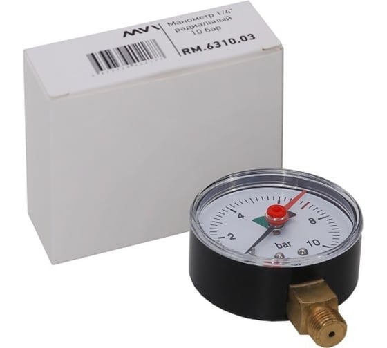 Радиальный манометр MVI до 10 бар, D63 мм, с нижним подключением G1/4 RM.6310.03