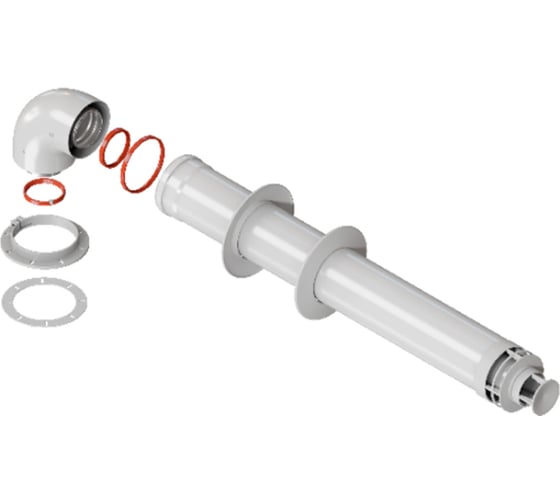 Комплект дымохода ROMMER стандарт 60/100 - 900 мм в комплекте фланец RG0091CSP6F5Q7