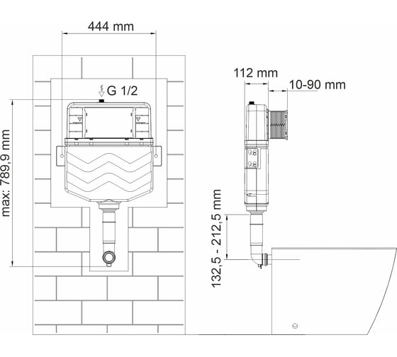 Встраиваемый смывной бачок WasserKraft Aller 10TLT.031.ME