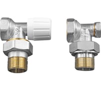 Комплект ручной регулировки для радиатора AQUALINK 1/2" угловой клапан ручной с американкой, клапан запорный ИС.030220
