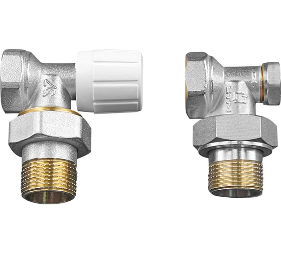 Комплект ручной регулировки для радиатора AQUALINK 1/2" угловой клапан ручной с американкой, клапан запорный ИС.030220