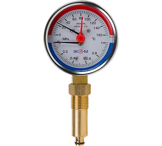 Термоманометр ЭКО-М Экомера с переходником на G1/2 МД04-80-G-1МПа-160-L-40-РИ 1