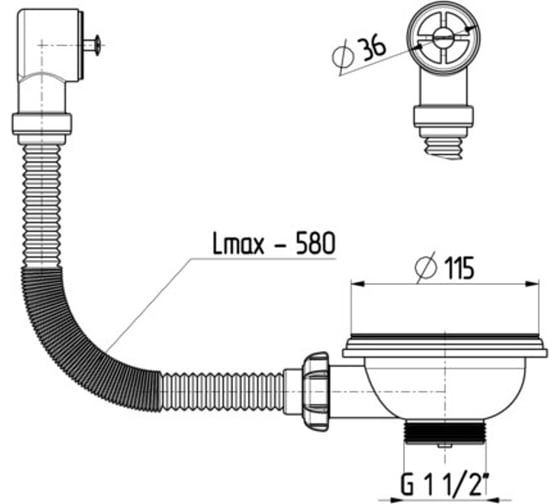 Нержавеющий выпуск для раковины 3 1/2" с круглым переливом AKVATER NV312K ИС.110305