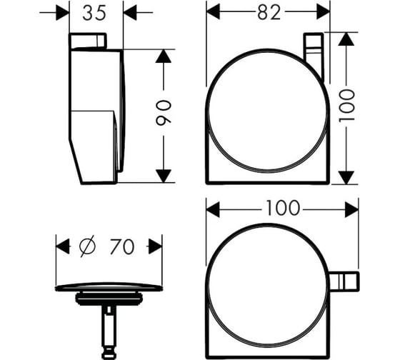 Внешняя часть излива на ванну с набором для слива и перелива Hansgrohe Exafill s 58117990 00000072008