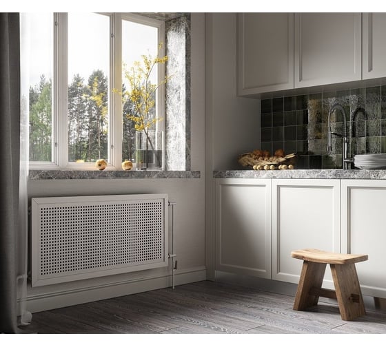 Декоративный экран для радиаторов и батарей Cosca Decor Стандарт 570x1170 мм, белый, квадро 10-20, рамка СПБ004357