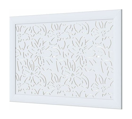 Экран для радиатора Cosca Decor Fresa перфорация, цветы, 600x900 мм, белый СПБ072588