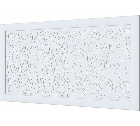 Экран для радиатора Cosca Decor Fresa перфорация, цветы, 600x1200 мм, белый СПБ072589