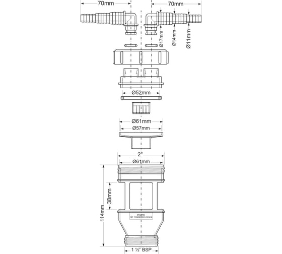 Воронка McAlpine ф 32 с двумя выходами (Дн=11/14/17мм) FUNNEL-D-2H
