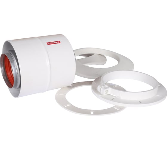 Начальный участок ROMMER Rca-6010-240100 вертикальный, коаксильный, 60/100 (bosch, buderus, navien s/c/e, baxi eco nova/classic,  baltur, лемакс, fondital ) в комплекте фланец RG0091CSP6LAB0