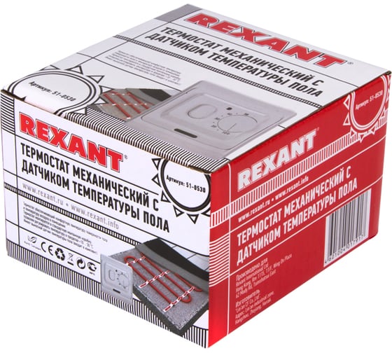 Терморегулятор механический с датчиком температуры пола REXANT 51-0530