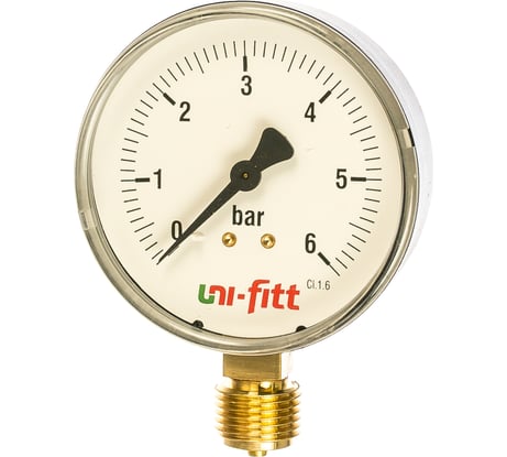 Радиальный манометр 6бар, диаметр 80мм, 1/2Н Uni-Fitt 301P2042