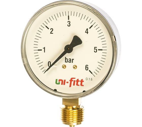 Радиальный манометр 6бар, диаметр 80мм, 1/2Н Uni-Fitt 301P2042